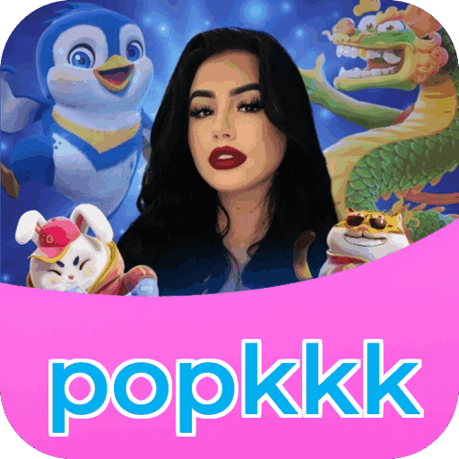 Plataforma popkkk mostrando interface moderna, jogos certificados e recursos de segurança licenciados